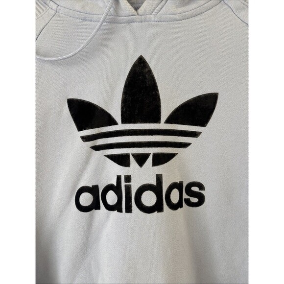 Adidas Women’s Blue Cropped Hoodie Sweatshirt Size Large Pullover O3 - Picture 7 of 7